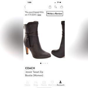 Coach Jessie Tassel Zipped Bootie Size 8